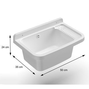 Lavabo mural en résine 50 x 32,5 cm