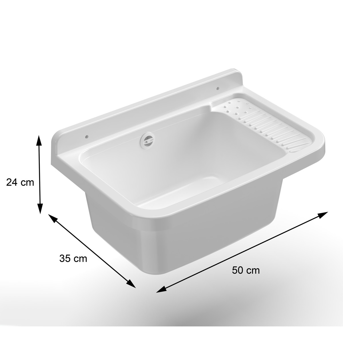 Lavabo mural en résine 50 x 32,5 cm