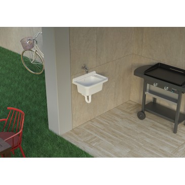 Lavabo mural en résine 50 x 32,5 cm