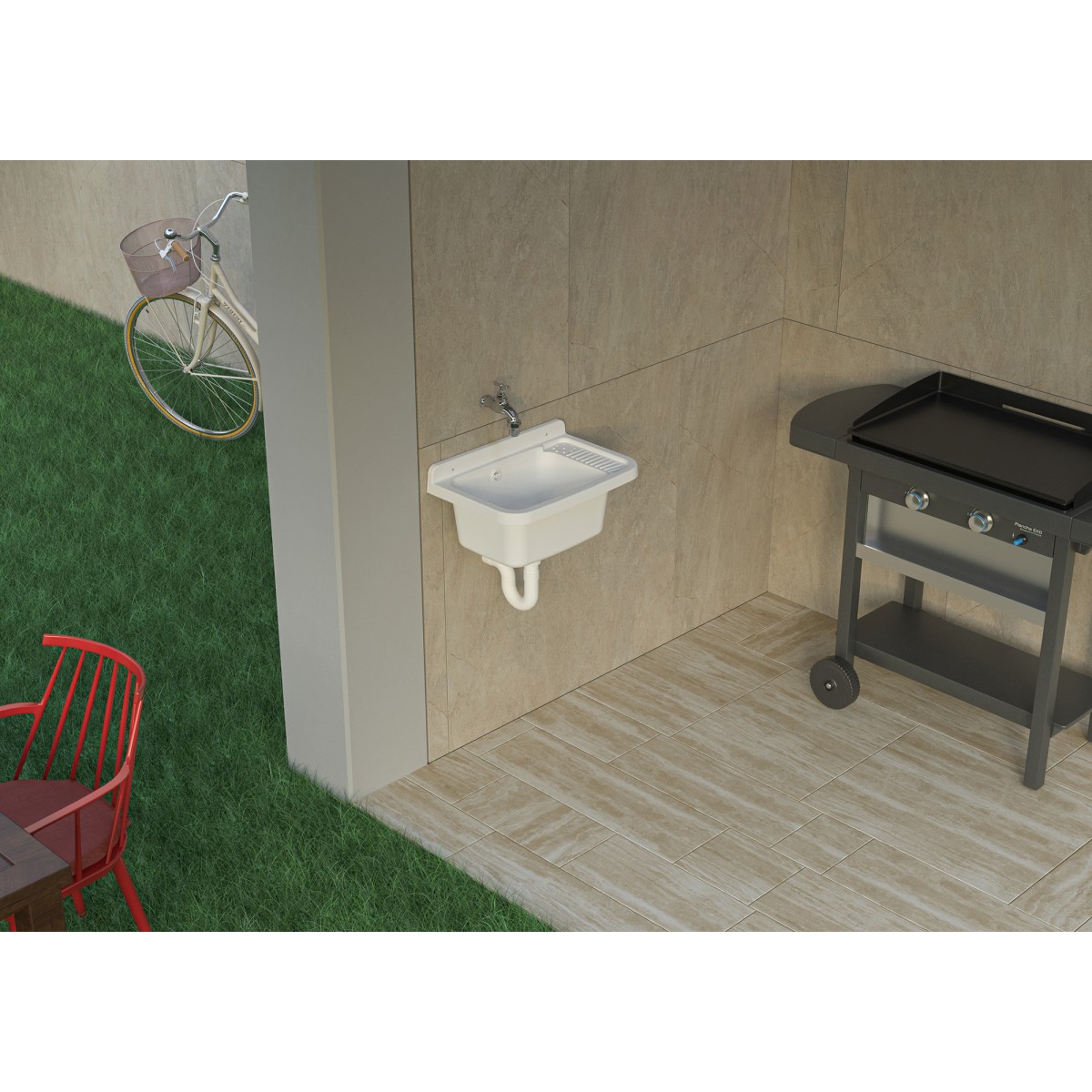 Lavabo mural en résine 50 x 32,5 cm