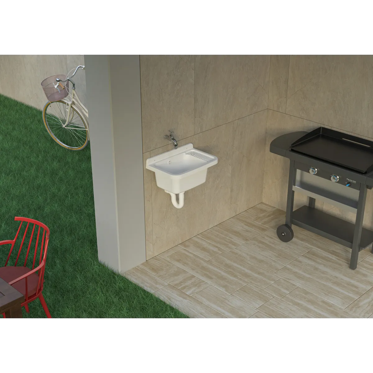Lavabo mural en résine 50 x 32,5 cm