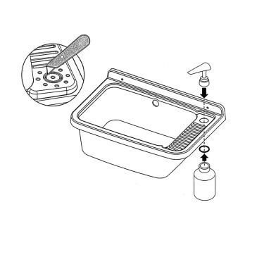 Lavabo mural en résine 60x48 avec distributeur de savon en PVC