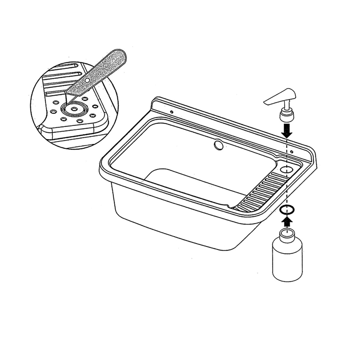 Lavabo mural en résine 60x48 avec distributeur de savon...