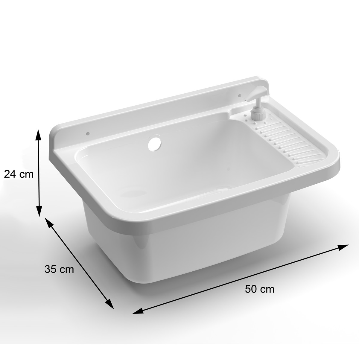 Lavabo mural en résine 60x48 avec distributeur de savon...