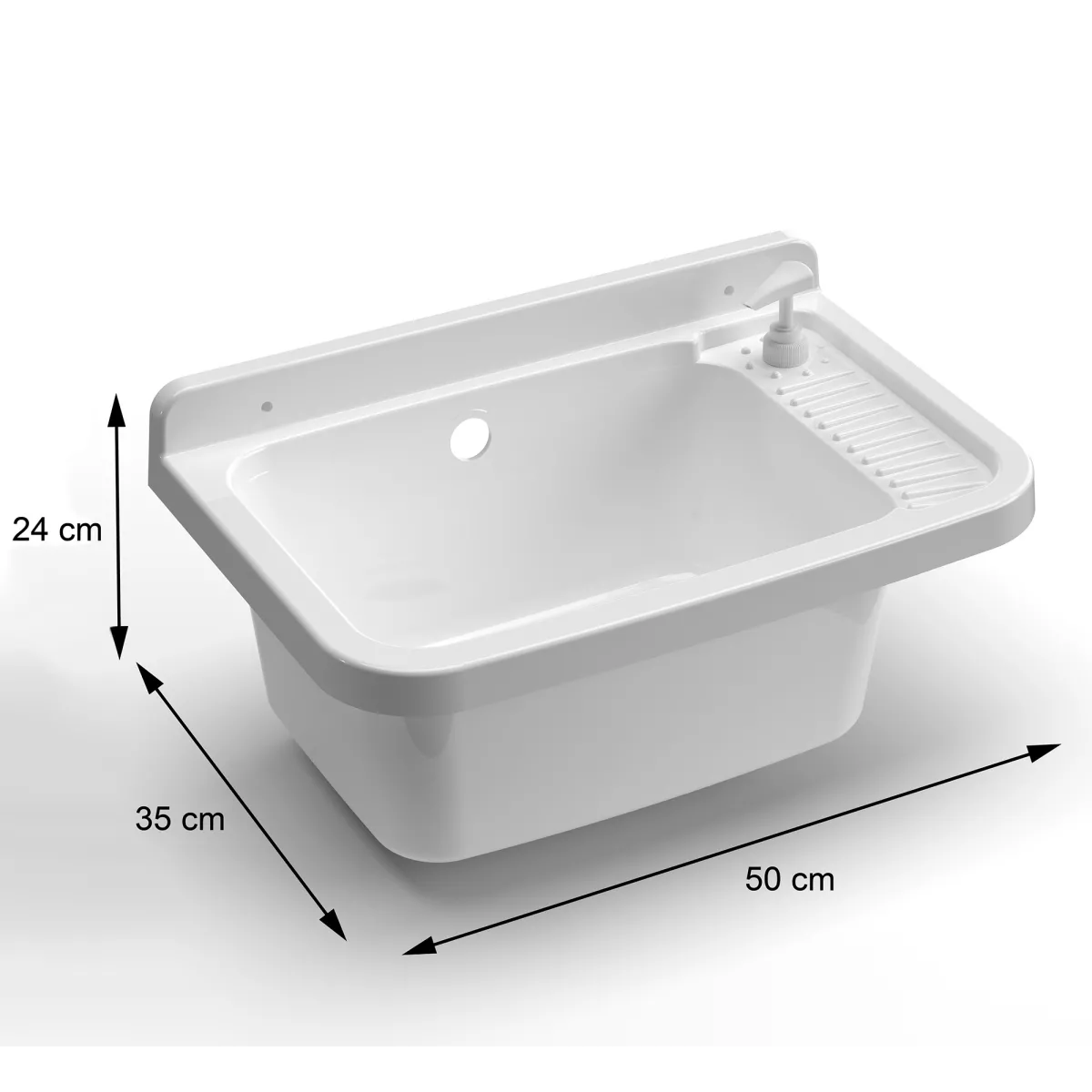 Lavabo mural en résine 60x48 avec distributeur de savon...