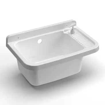Lavabo mural en résine 60x48 avec distributeur de savon en PVC