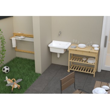 Lavabo mural en résine 60x48 avec distributeur de savon en PVC