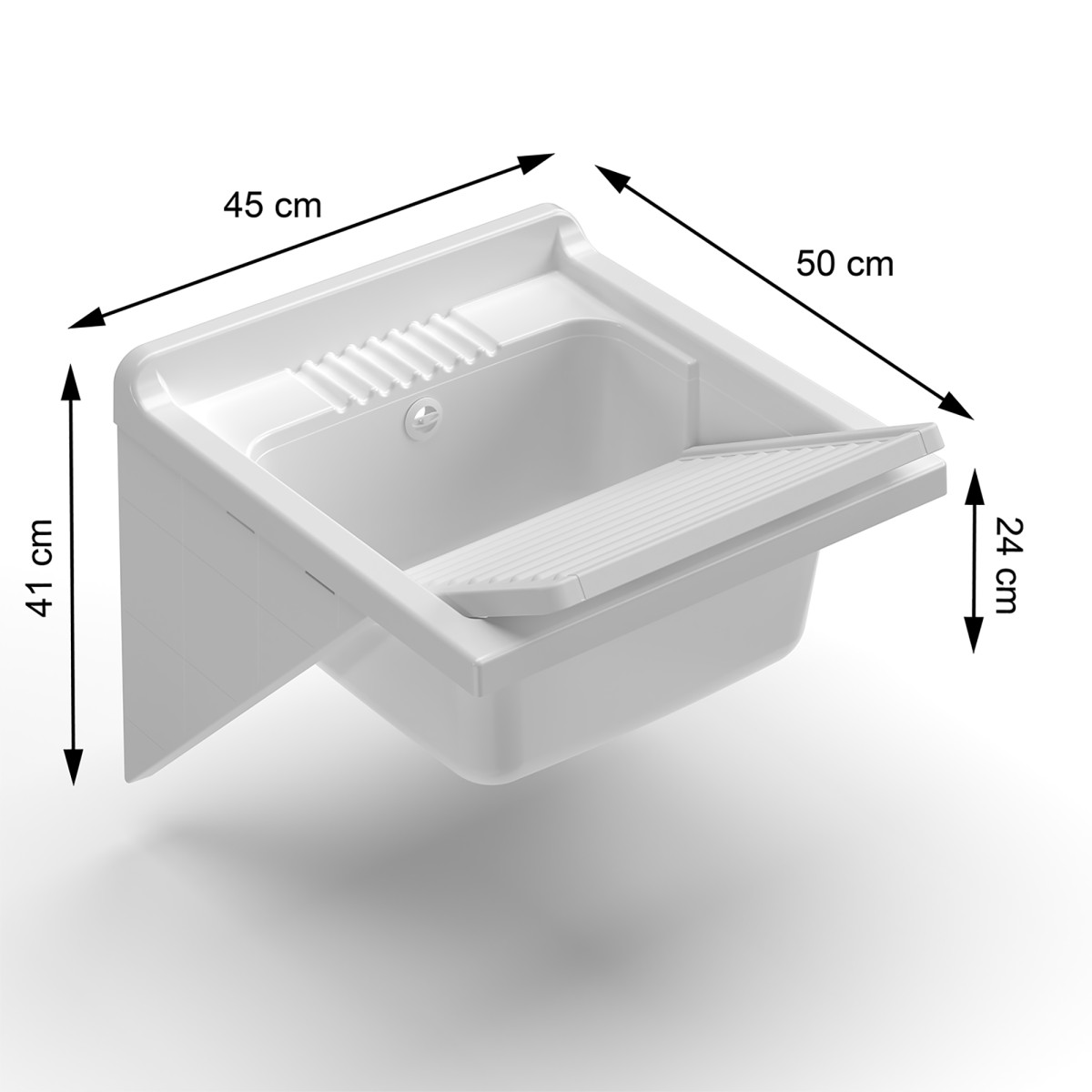 Baignoire à lessive en résine 45x50 avec supports de table