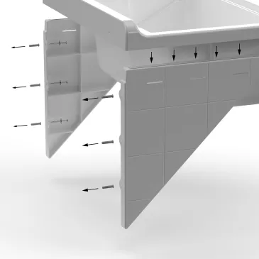 45x50 Waschzuber aus Kunstharz mit Tischhalterungen