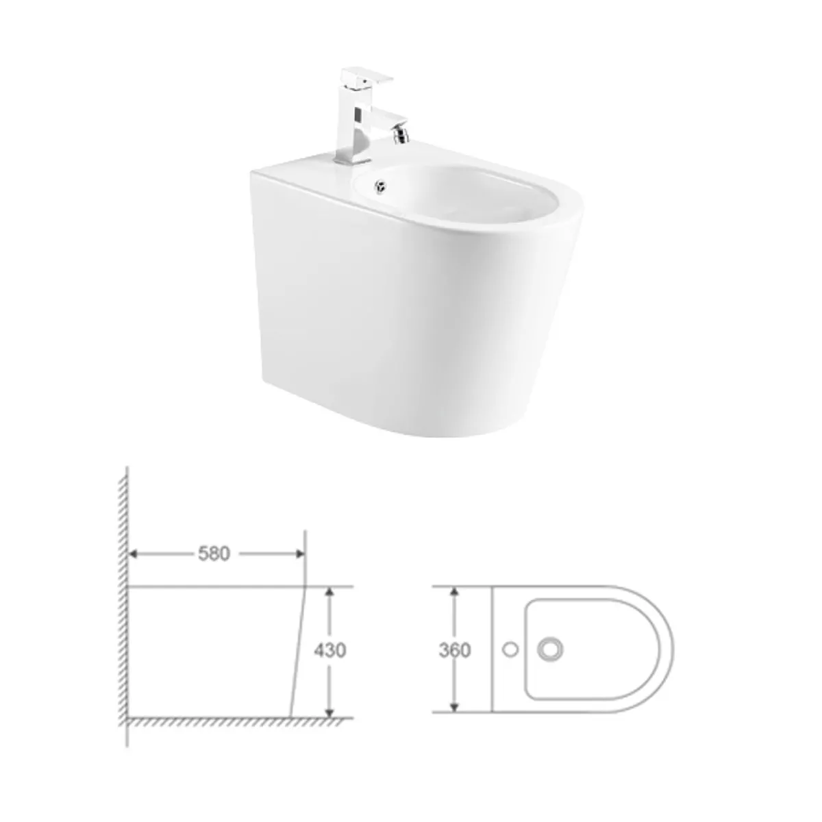 Paar randlose bodenstehende Sanitärkeramik aus OCEANO-Keramik