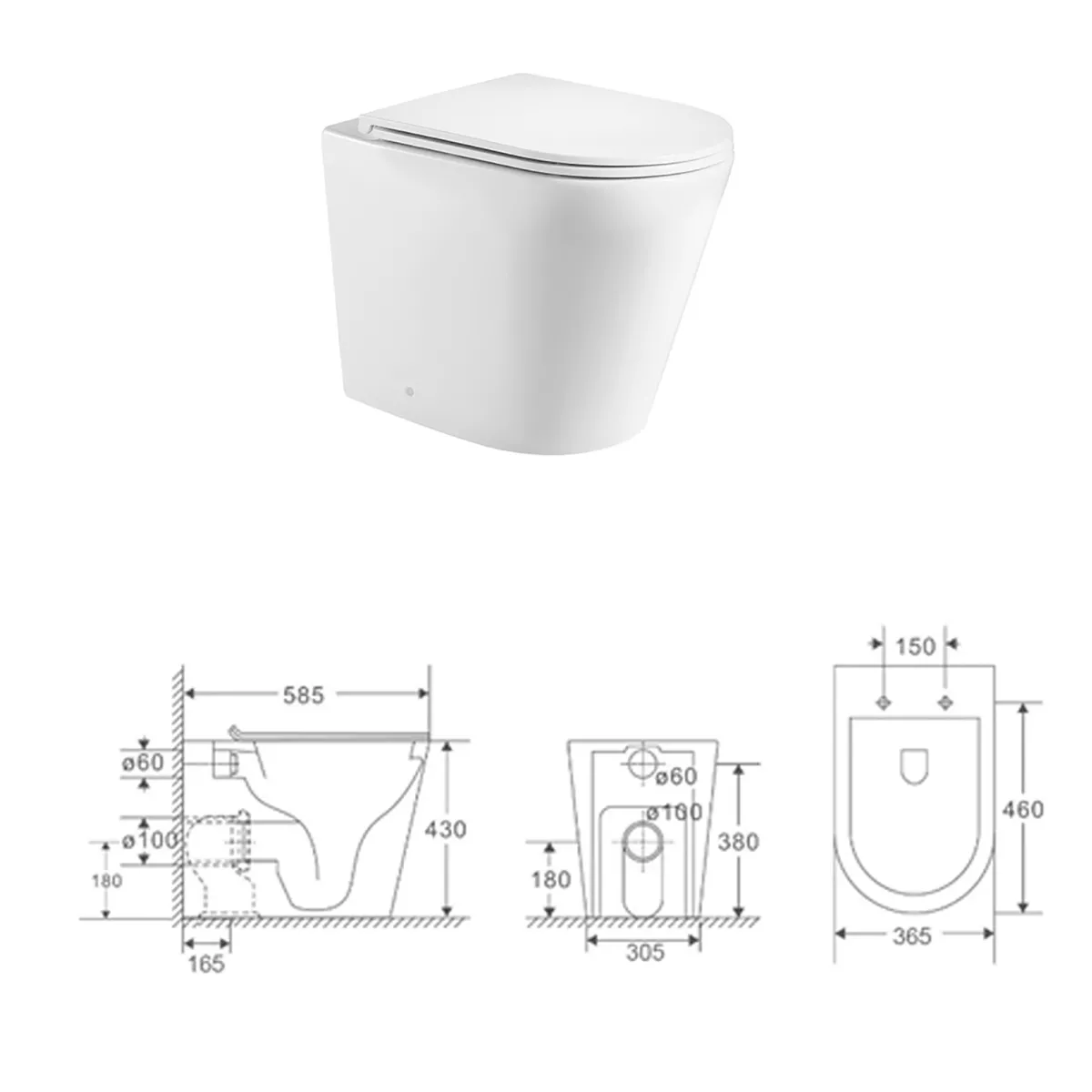 Paar randlose bodenstehende Sanitärkeramik aus OCEANO-Keramik
