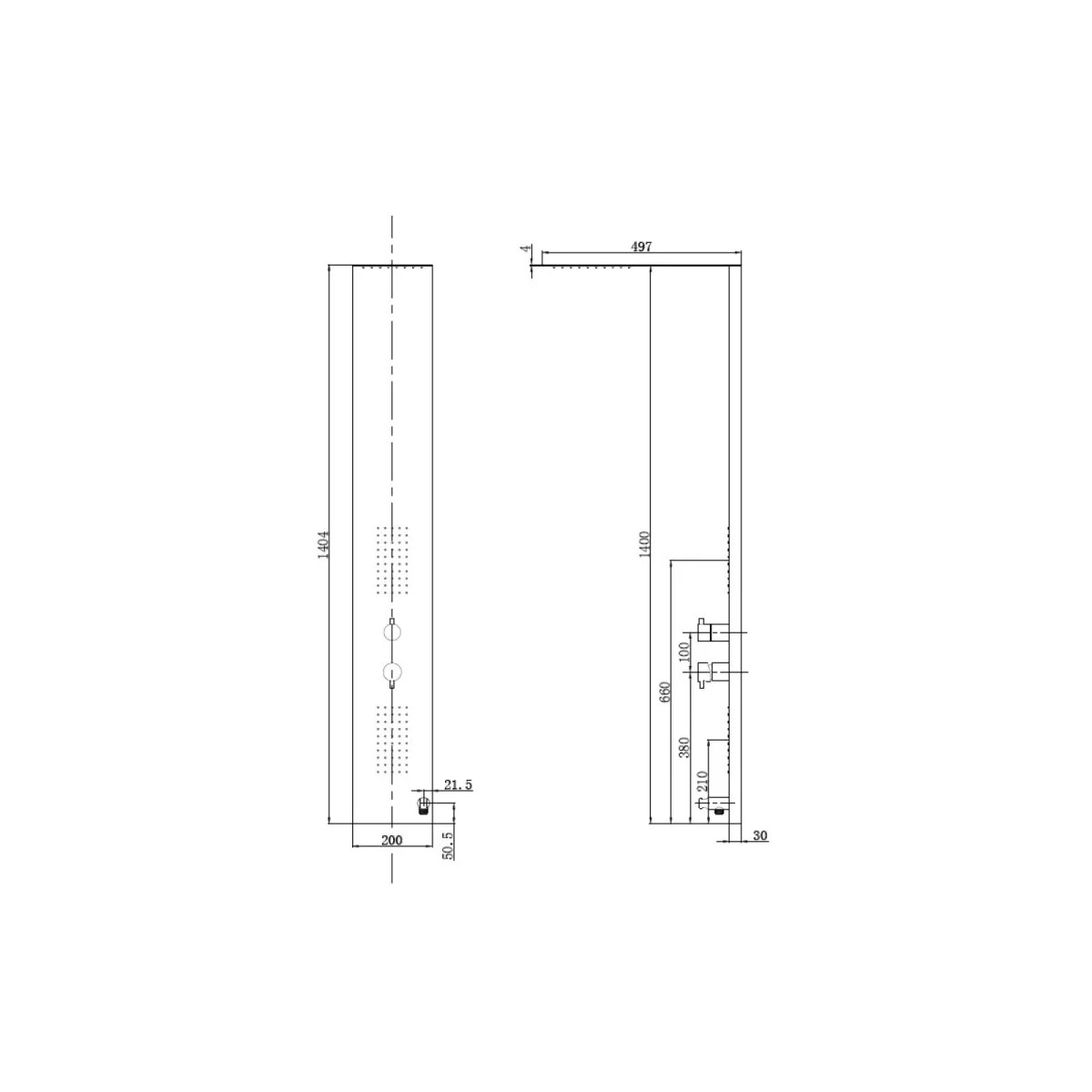 Flache Hydromassage-Duschsäule aus Edelstahl | Mondialshop