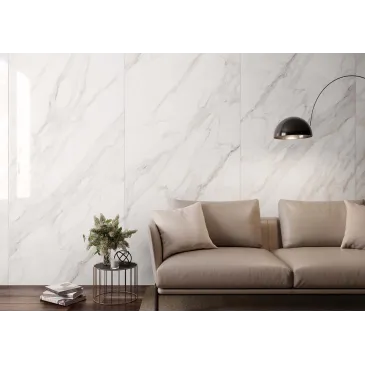 Piastrella in gress porcellanato Calacatta Gold White Lucido  60x120