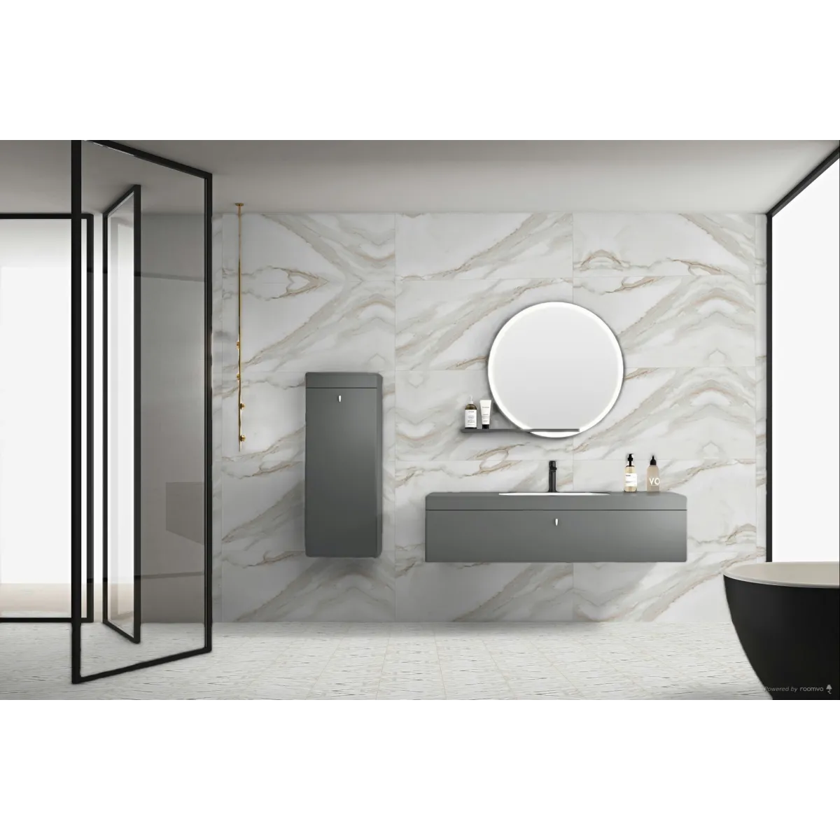 Piastrella in gress porcellanato Calacatta Gold White Lucido  60x120