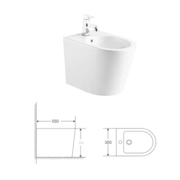 Bidet  a terra Senza Brida in ceramica OCEANO