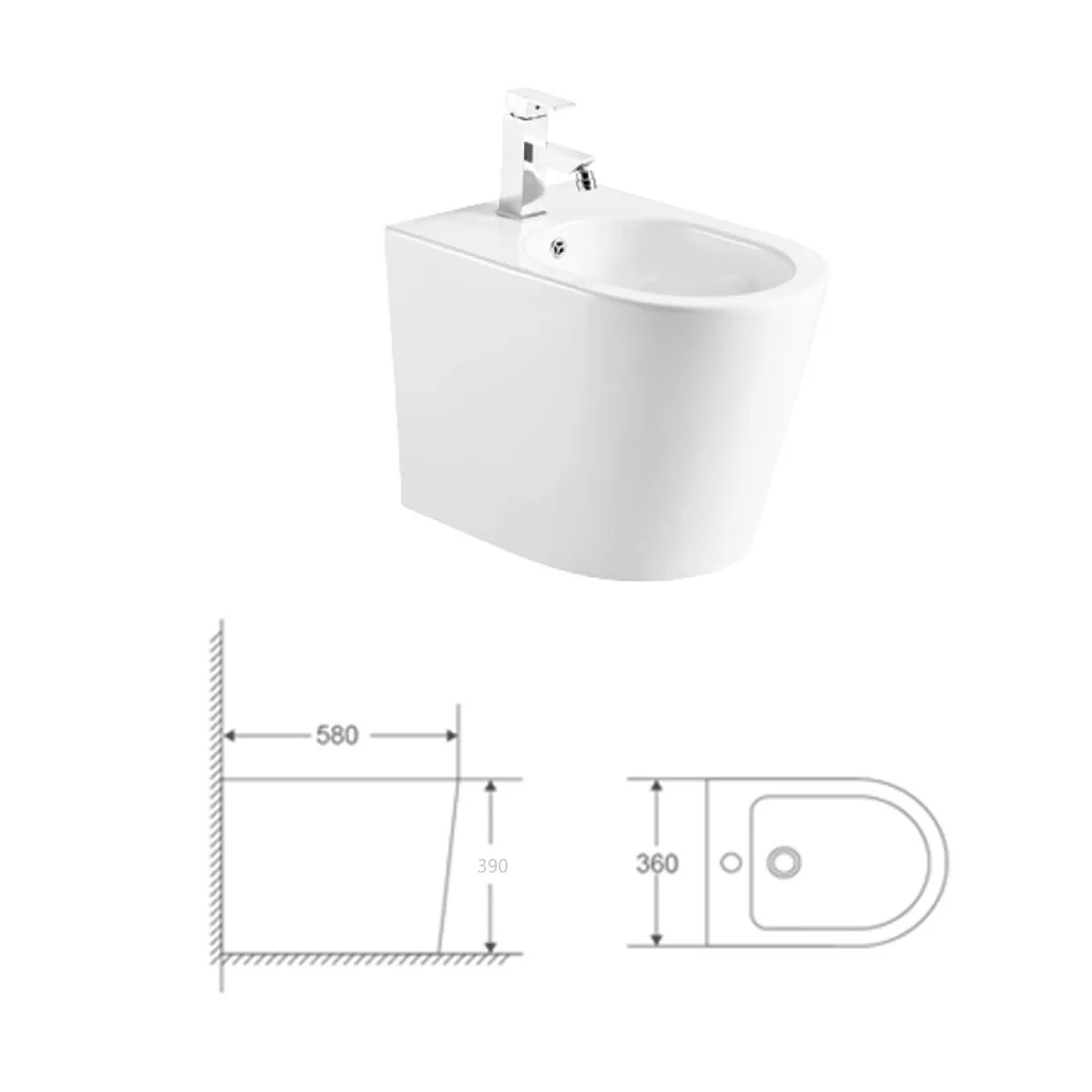 Paar randlose bodenstehende Sanitärkeramik aus OCEANO-Keramik