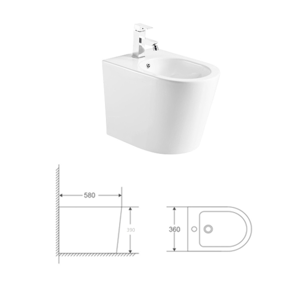 Bidet  a terra Senza Brida in ceramica OCEANO