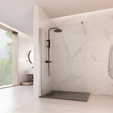 Douche à l'italienne transparente réversible Hauteur H195cm OSIDIRE