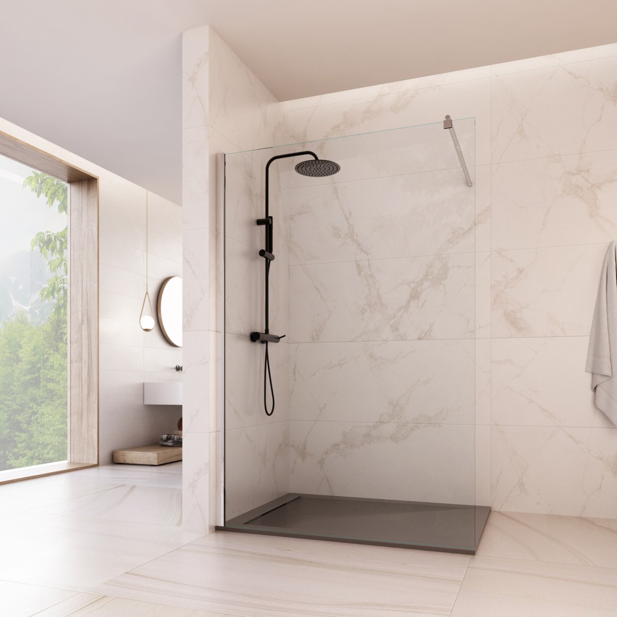Douche walk-in réversible - Hauteur de 195 cm - OSIRIDE