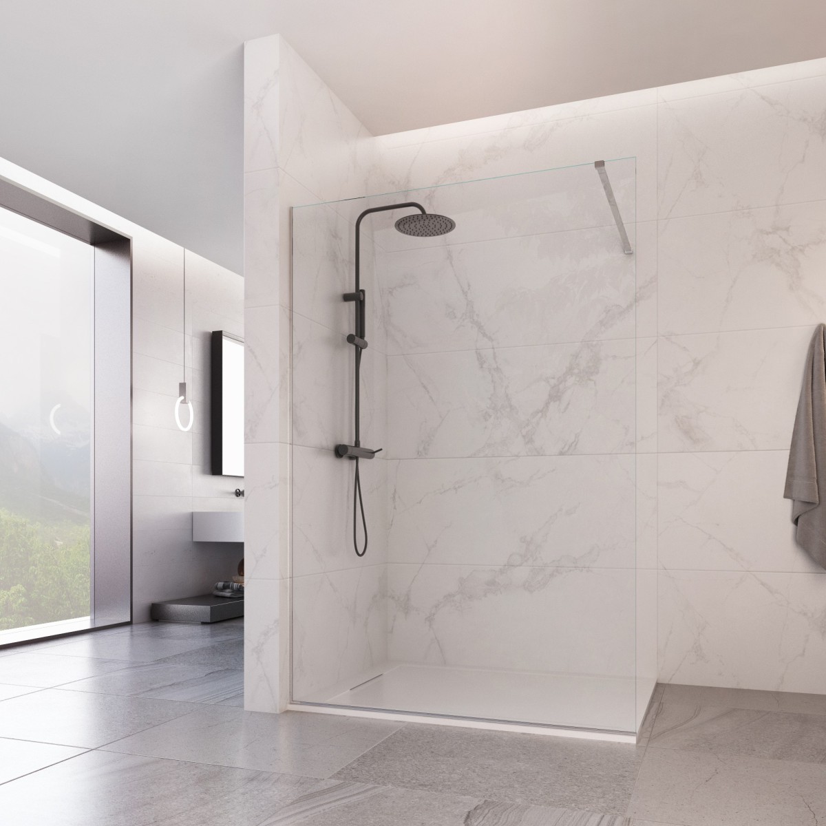 Douche walk-in réversible - Hauteur de 195 cm - OSIRIDE