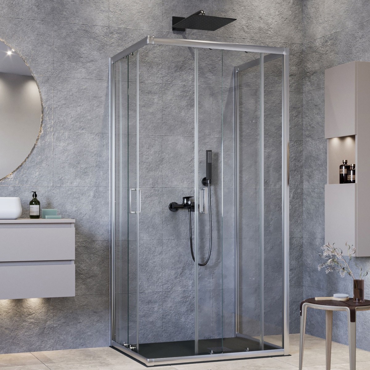 Cabine de douche abordable en verre sur 3 côtés |...