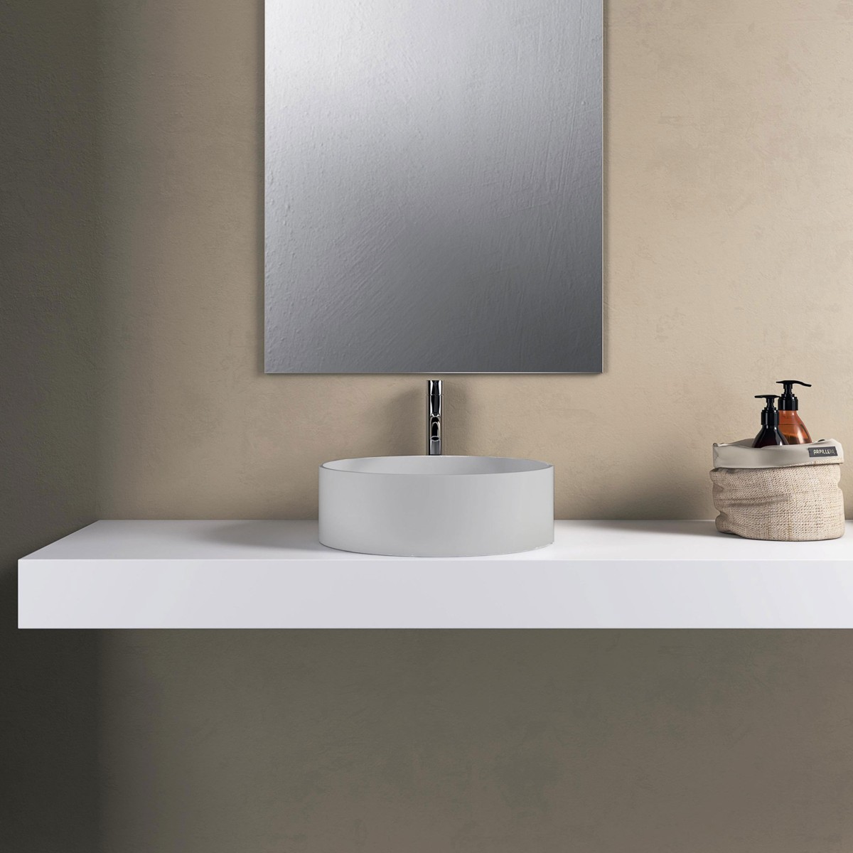 copy of Lavabo bianco opaco tondo 38cm h10 Solid Surface BOWL