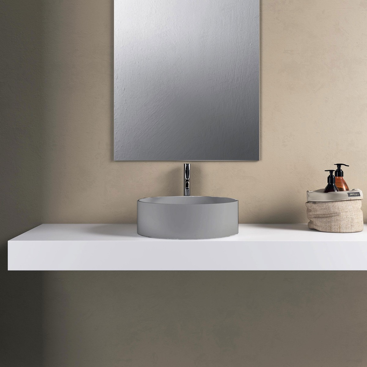 copy of Lavabo bianco opaco tondo 38cm h10 Solid Surface BOWL