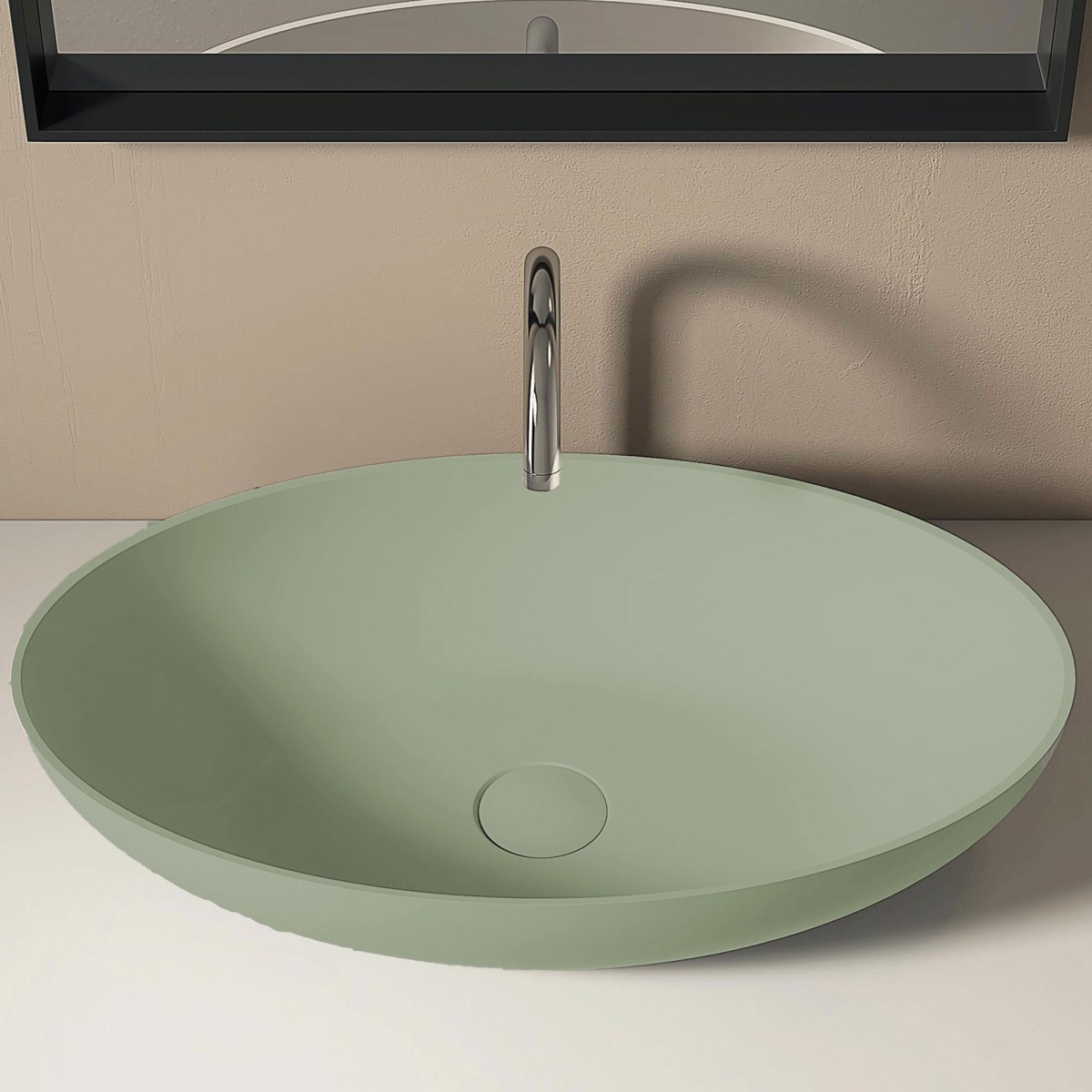 Lavandino ovale VERDE SALVIA in solid surface OVAL
