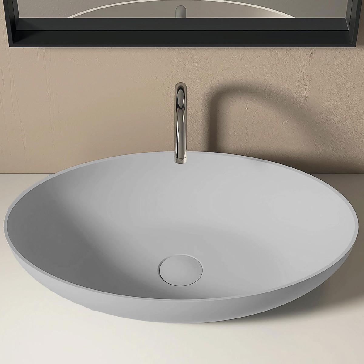 copy of Lavandino ovale in solid surface grigio cemento
