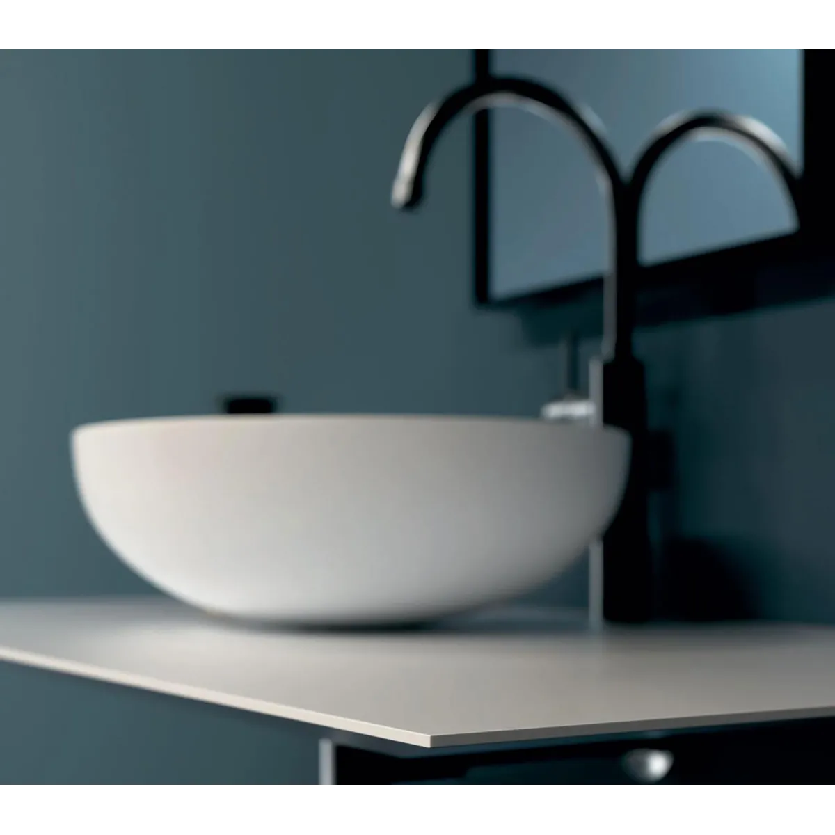 Lavandino da appoggio bianco opaco solid surface SWAN