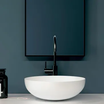 Lavandino da appoggio bianco opaco solid surface SWAN