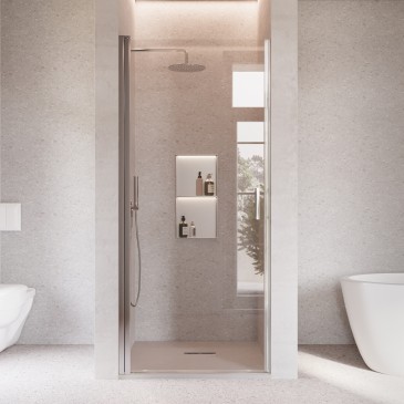 Porte de douche battante pour niche en verre de 6mm, h195 anticalcaire SALEMA