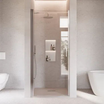 Porte de douche battante pour niche, H195cm, traitement anticalcaire SALEMA