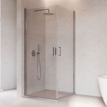 SALEMA Duschkabine mit 2 Seitenwänden, Drehtür, H 195 cm, kalkabweisend