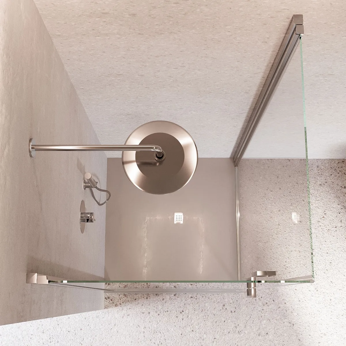 2-seitige Duschabtrennung mit 195 cm hoher Antikalk-Pendeltür SALEMA