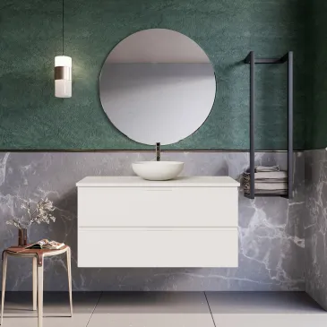 Meuble de salle de bain suspendu ARMONY blanc de 80 cm