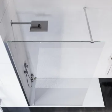 Paroi de Douche à l'Italienne 140 cm Verre Anticalcaire 8mm Transparent H200 Profilés Chromés