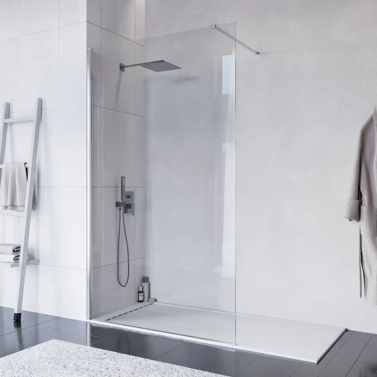 Paroi de Douche à l'Italienne 140 cm Verre Anticalcaire 8mm Transparent H200 Profilés Chromés