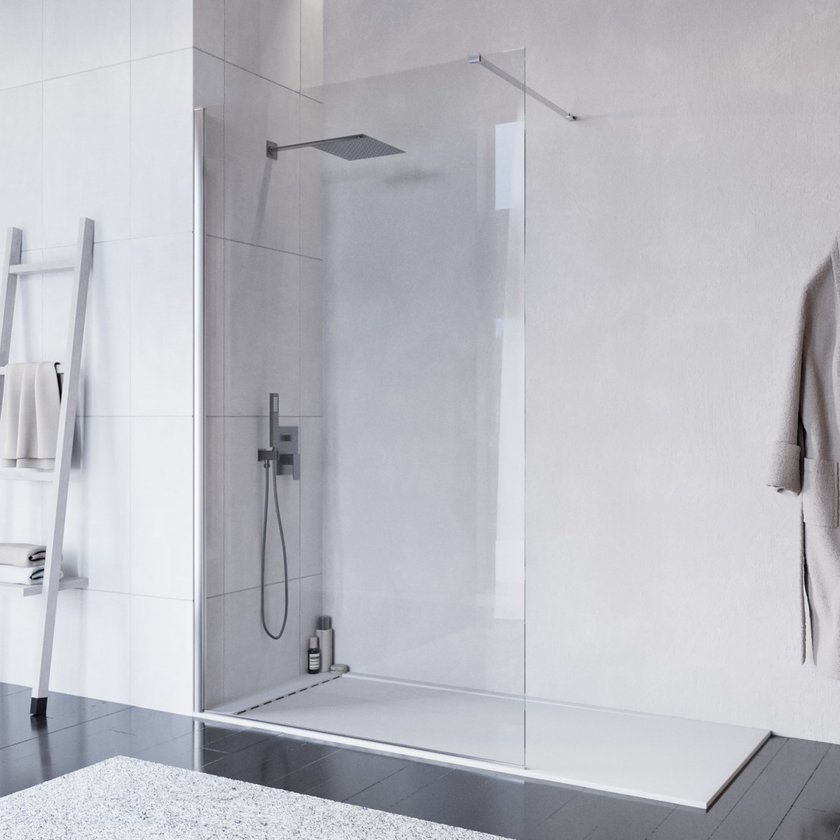 Paroi de douche à l'italienne 120 cm 8 mm Verre transparent anticalcaire H200 Profilés chromés