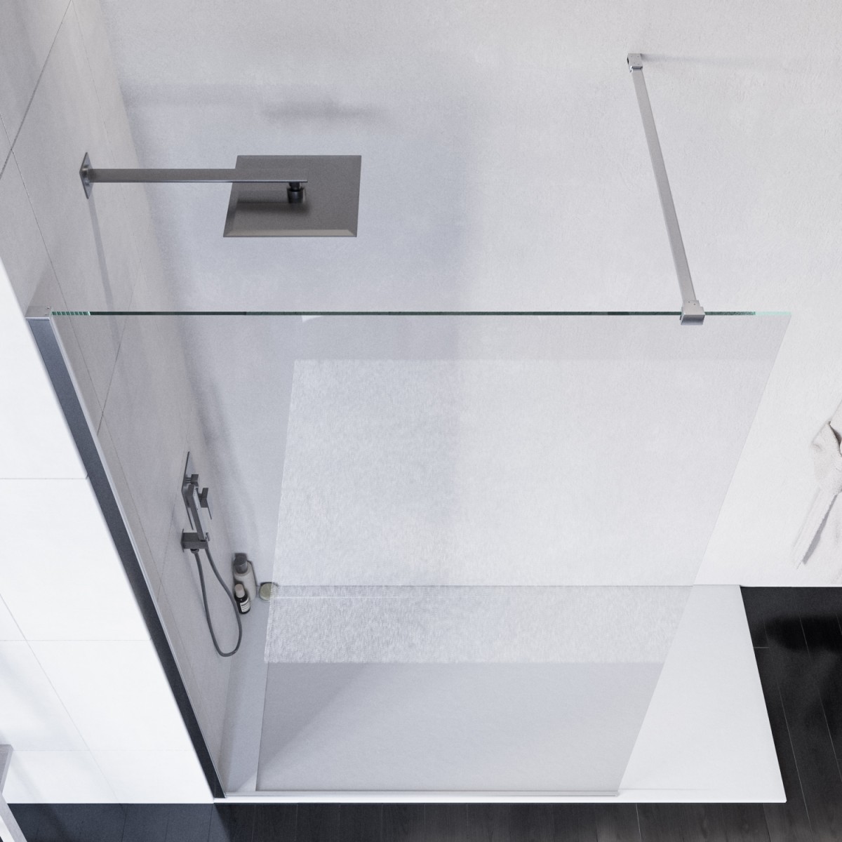 Paroi de douche à l'italienne 90 cm 8 mm Verre transparent anticalcaire H200 Profilés chromés