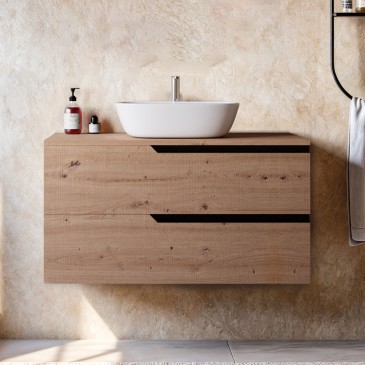 Meuble-lavabo suspendu de 100 cm, couleur Cartagena, avec étagère et vasque à poser - JAGUAR