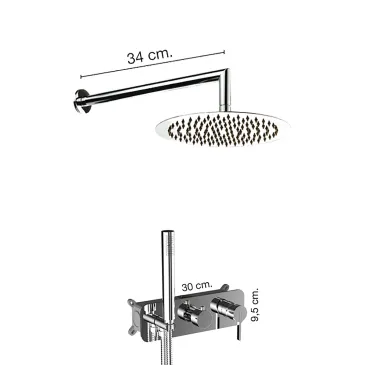 Kit doccia moderno Soffione Deviatore Doccetta cromato di design URBAN