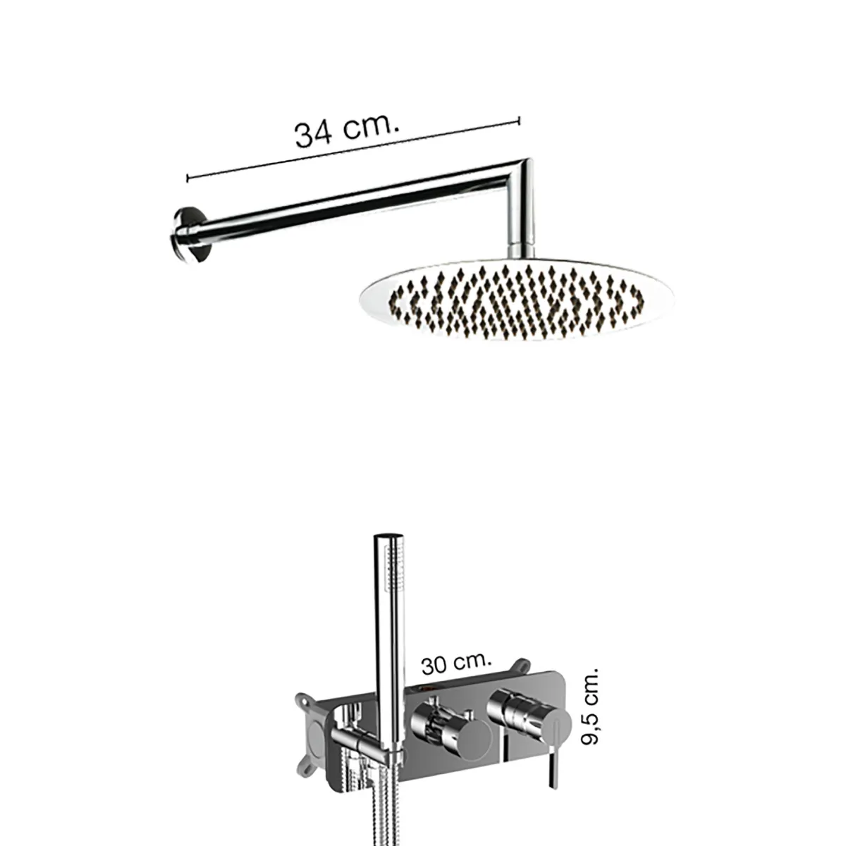 Kit doccia moderno Soffione Deviatore Doccetta cromato di design URBAN