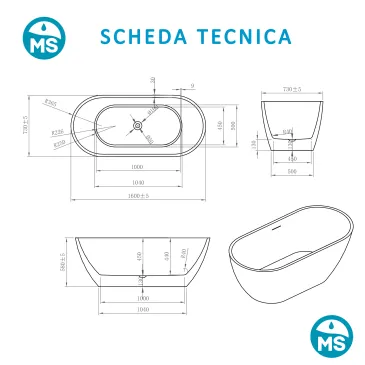 Vasca freestanding bianca da 160cm la più bella