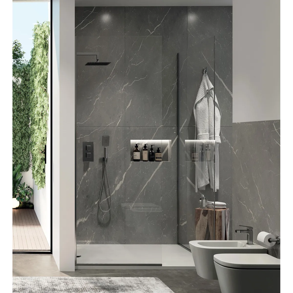 Pacchetto doccia soffione, deviatore a 2 vie termostatico quadrato | Vacciago