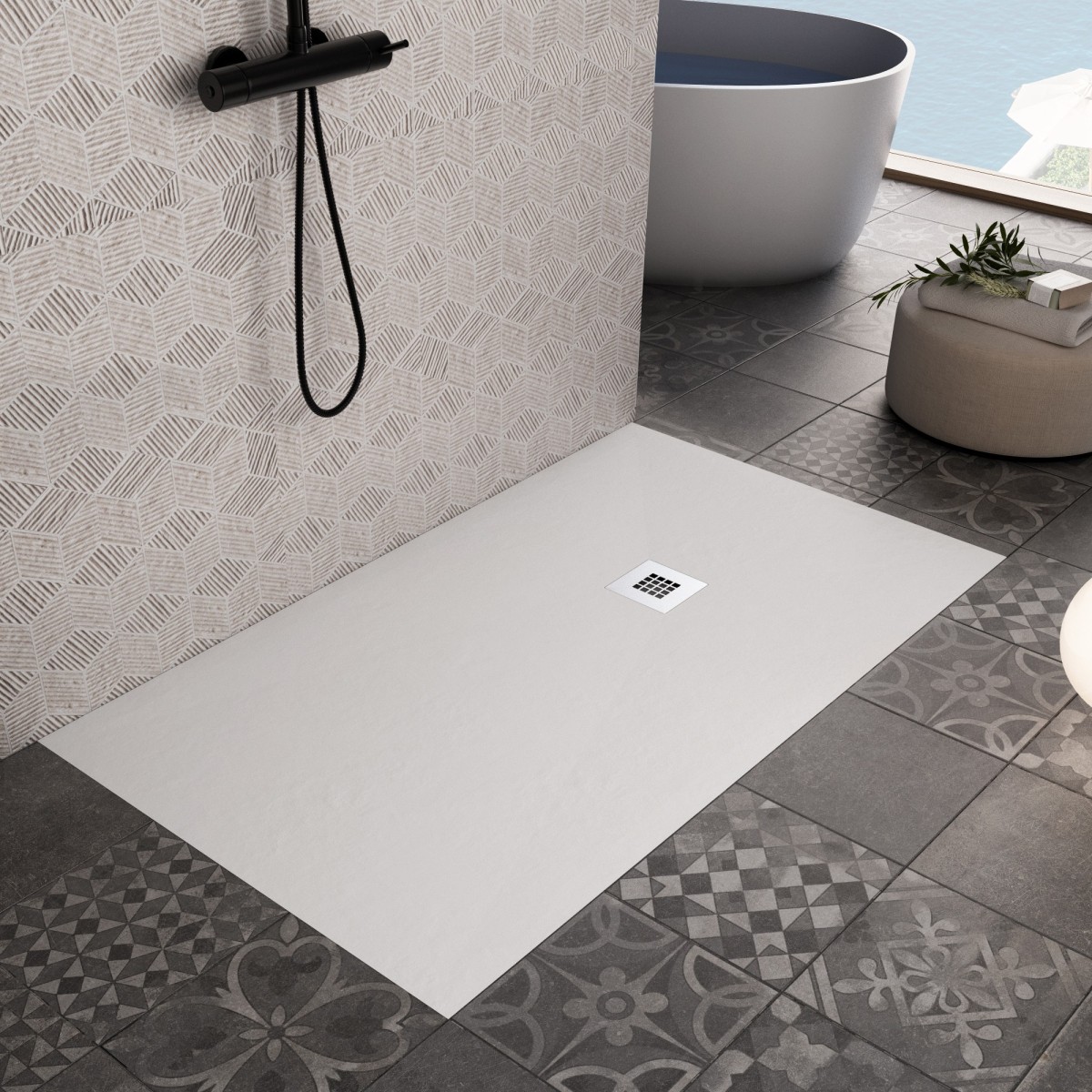 Receveur de douche 80x120 en résine de marbre