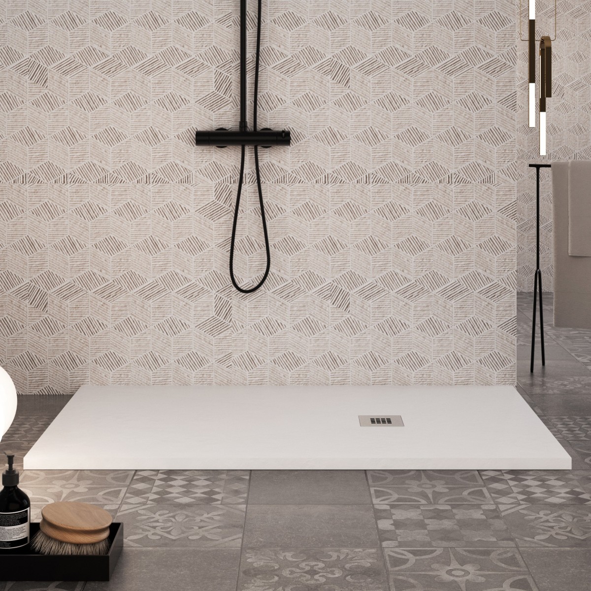 Receveur de douche 80x120 en résine de marbre