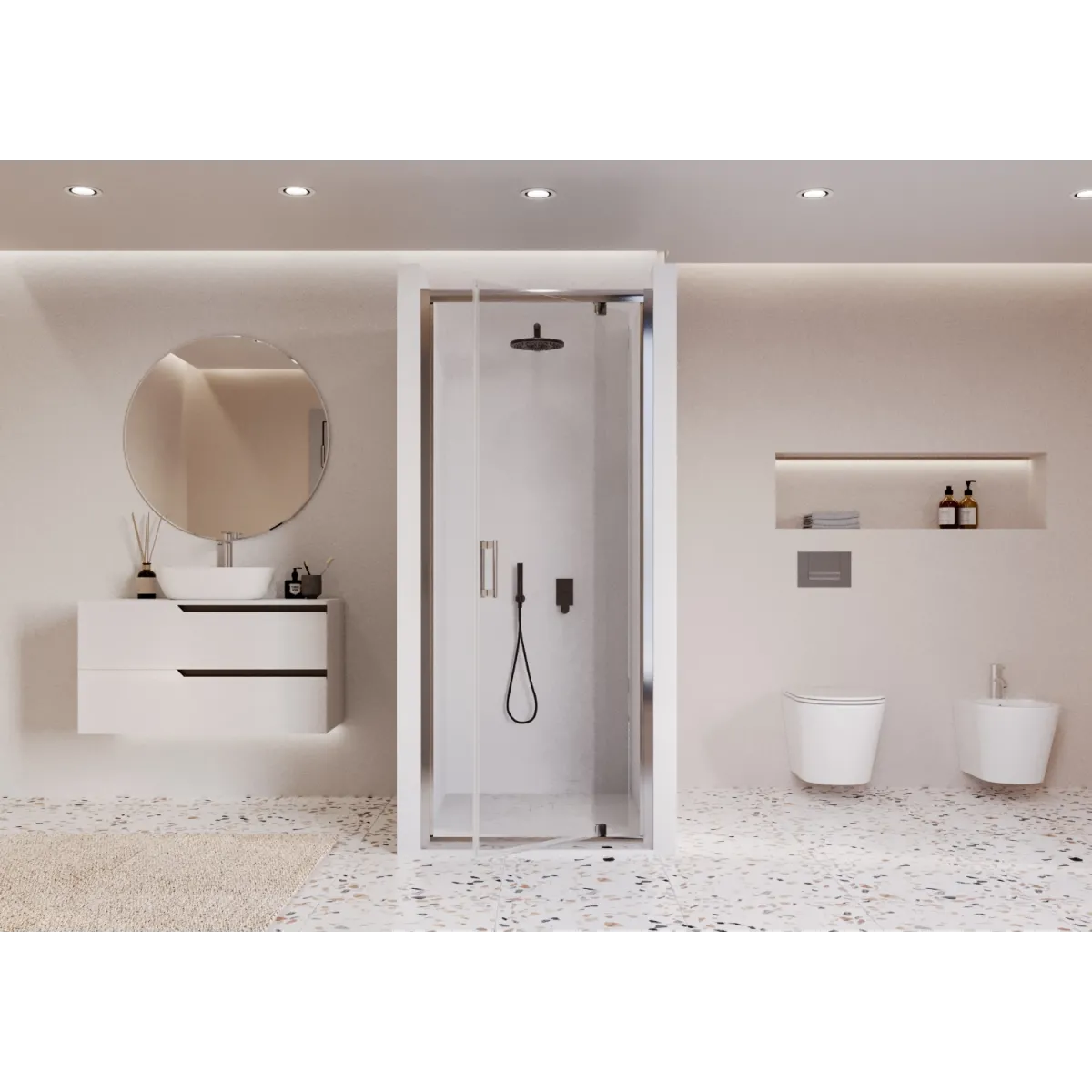 Adele 1-türige, transparente Drehtür für Dusche, Höhe 195...