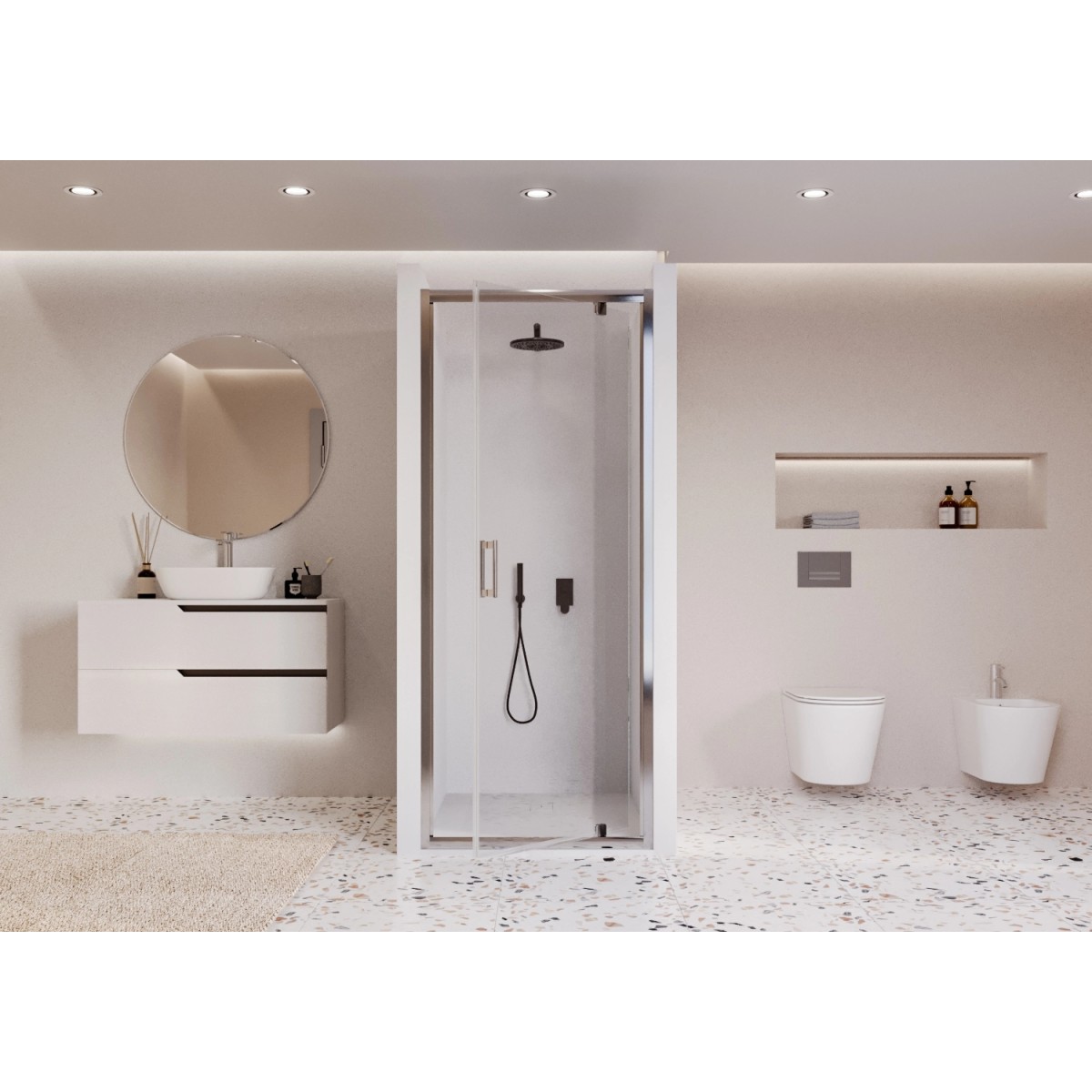 Porte de douche 1 porte battante transparente h195 6mm Adèle
