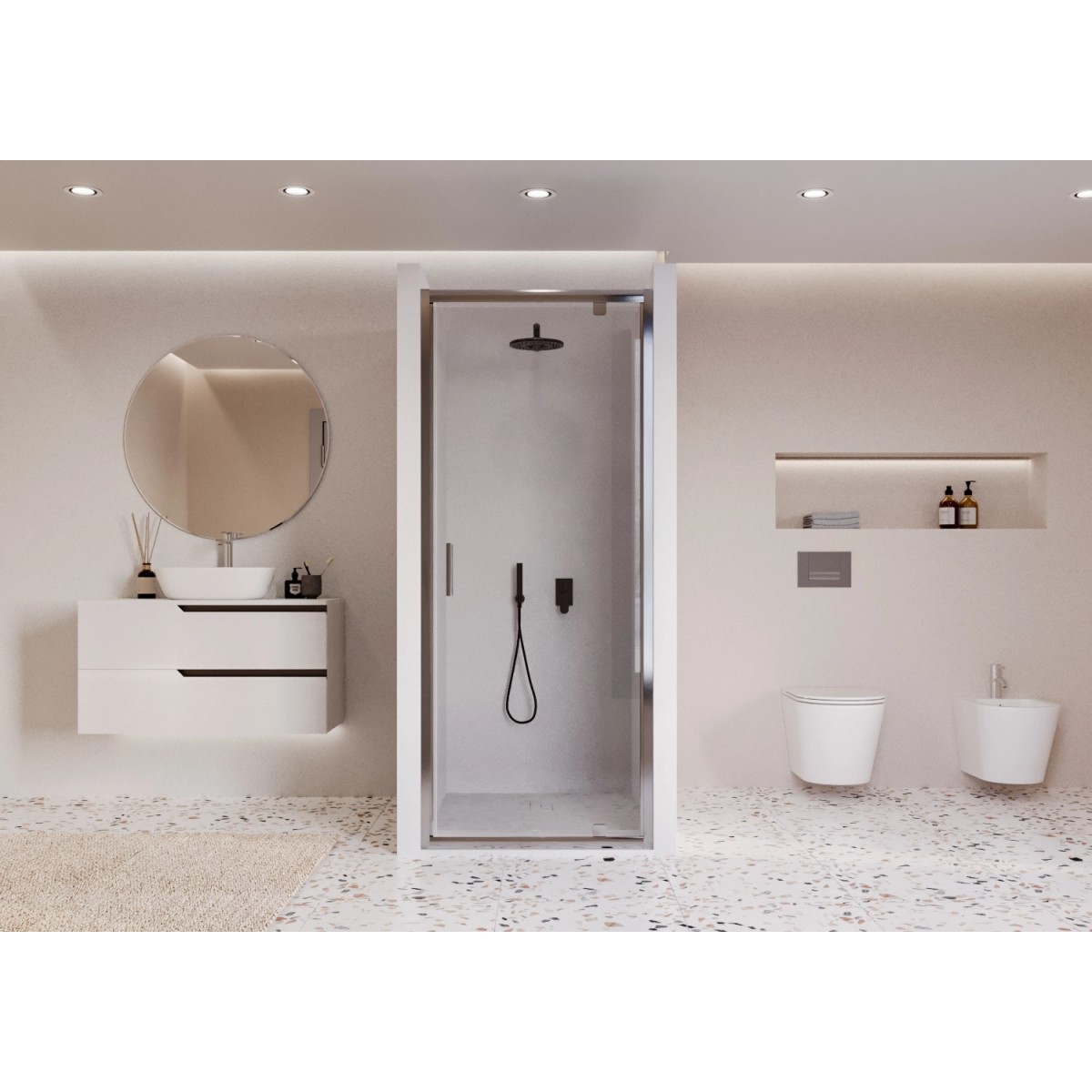 Porte de douche 1 porte battante transparente h195 6mm Adèle
